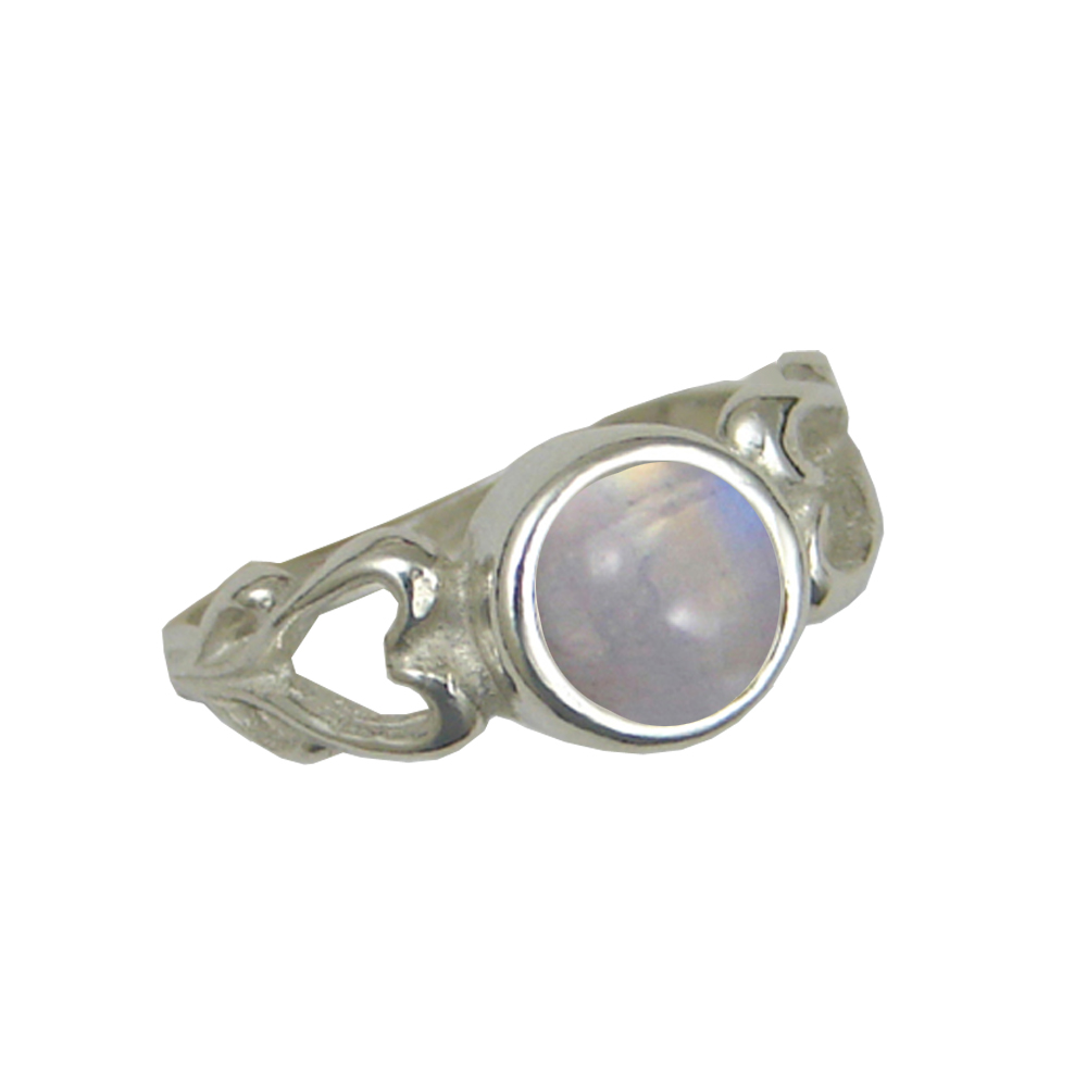 Sterling Silver When Two Hearts Are One Ring With Rainbow Moonstone Size 8